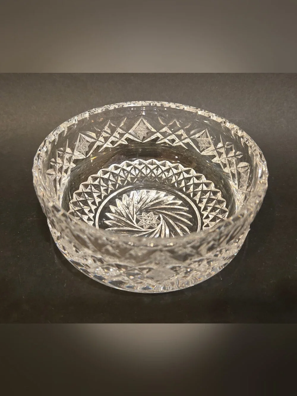 Clear Cut Crystal Glass Candy Dish-serving Bowl Clear